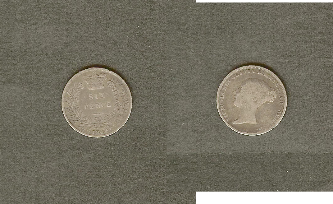 English 6 pence 1844 VG/aF